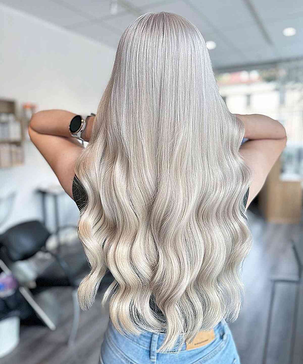 Long White Blonde Straight Hairstyle