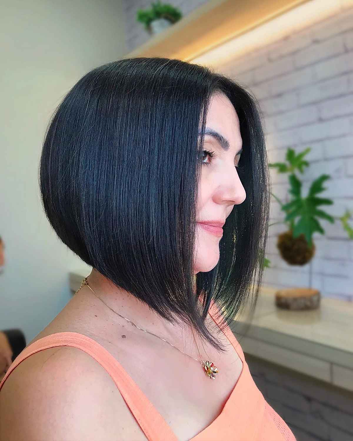 long a-line bob for thick hair