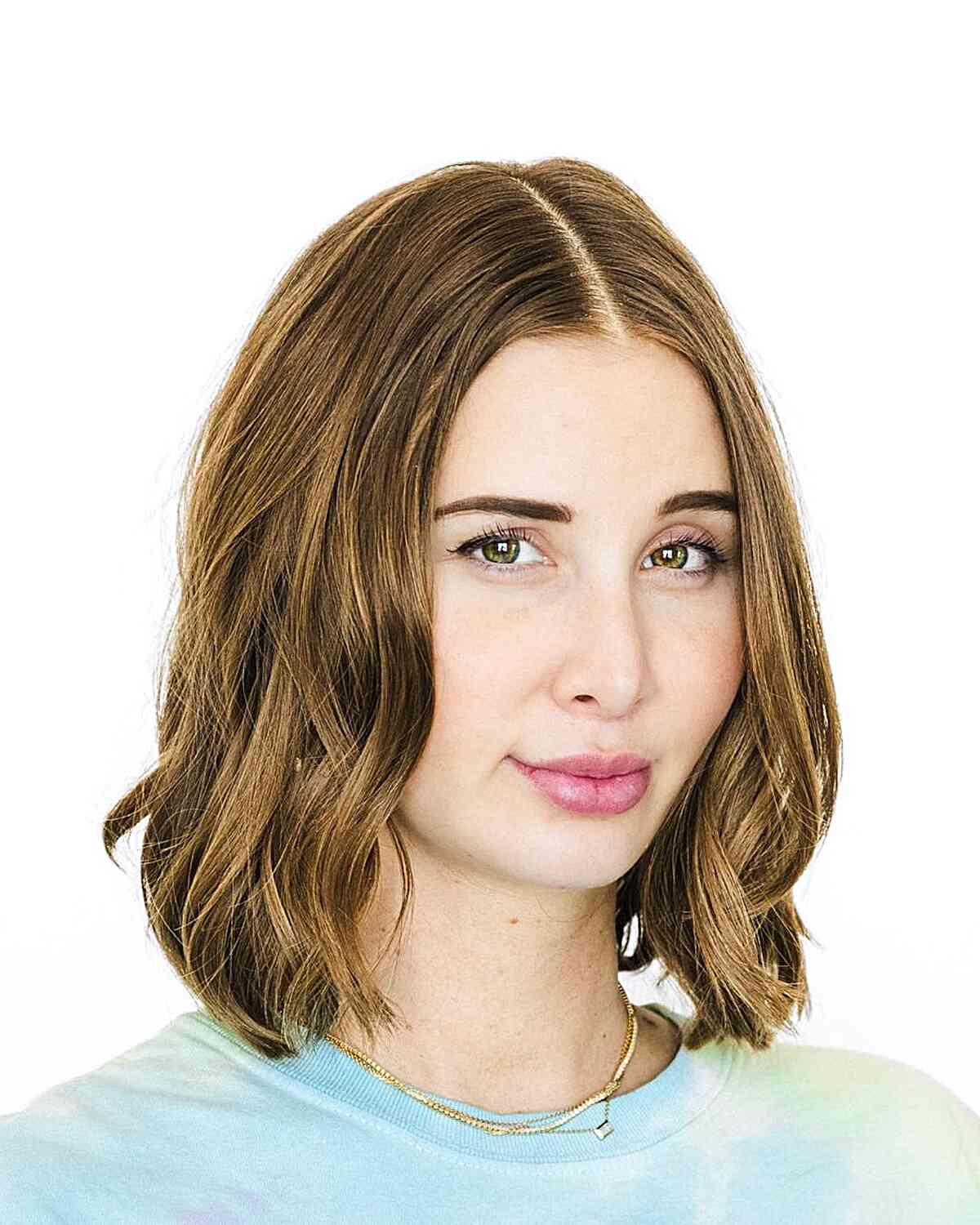 Loose & Wavy Bob with a Center Part