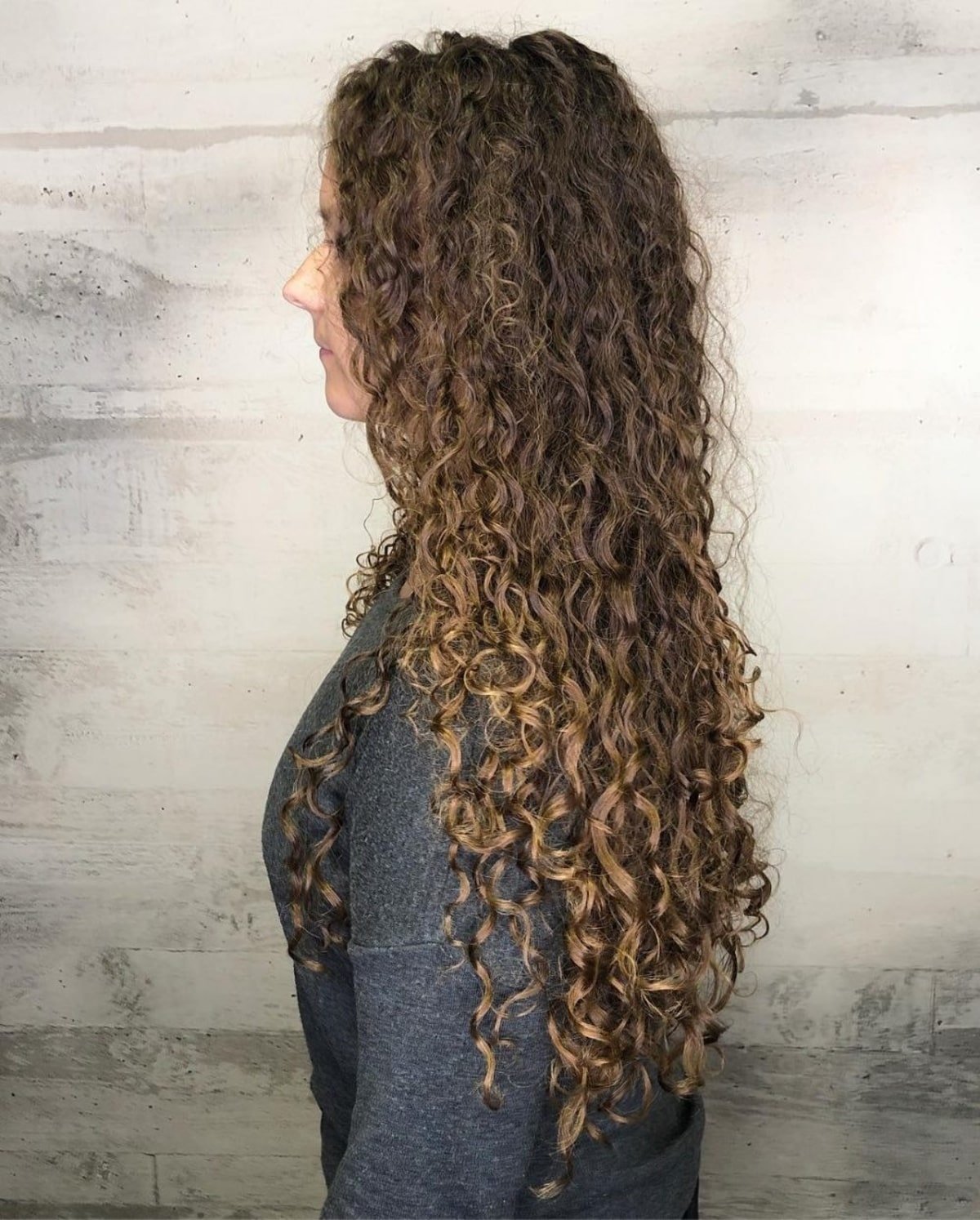loose curl spiral perm on long hair