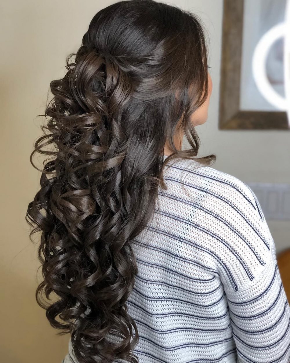 Elegant Quinceanera Loose Curls for Long Hair.
