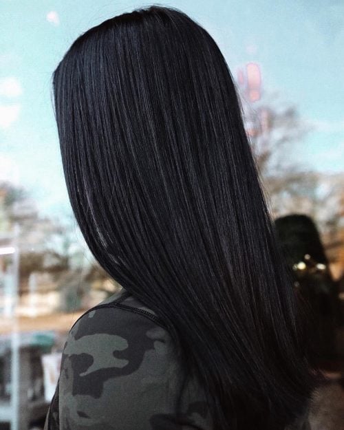 Long straight jet black hair
