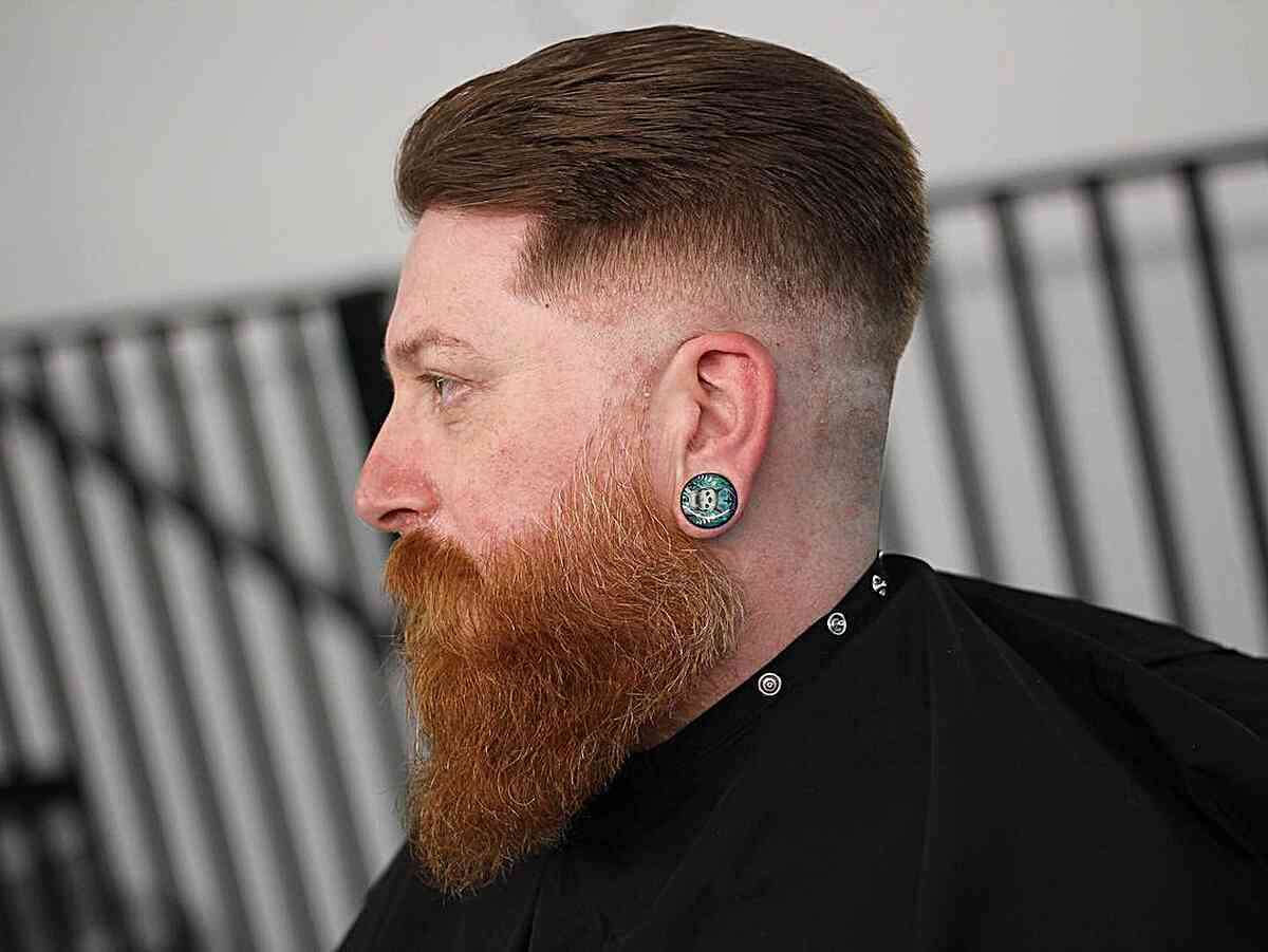 Low Bald Fade with Beard for Men