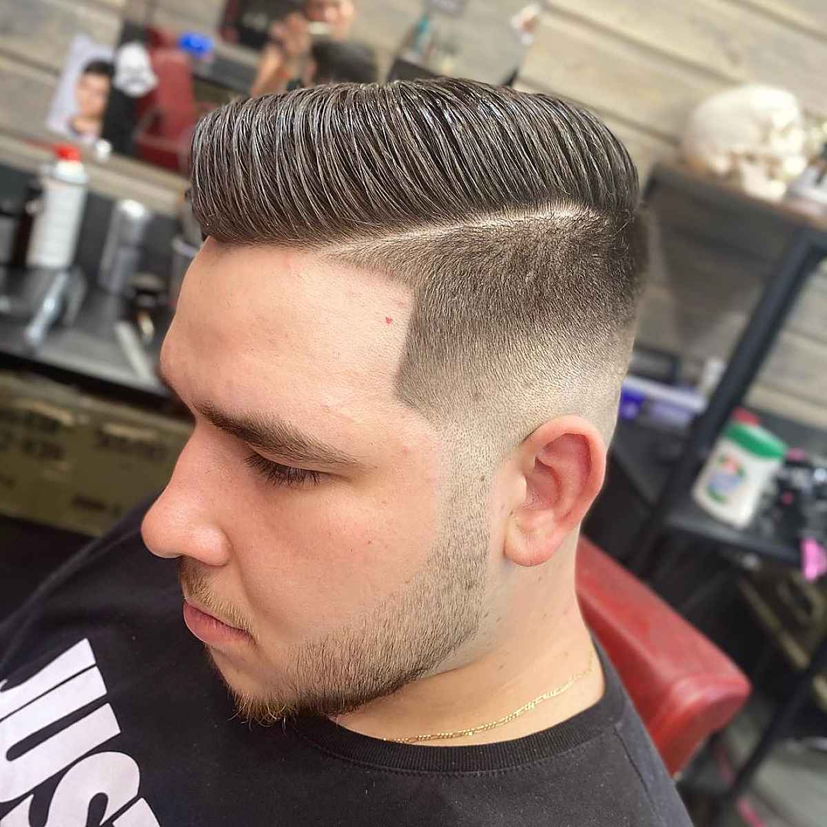 Low fade and hart part hairstyle