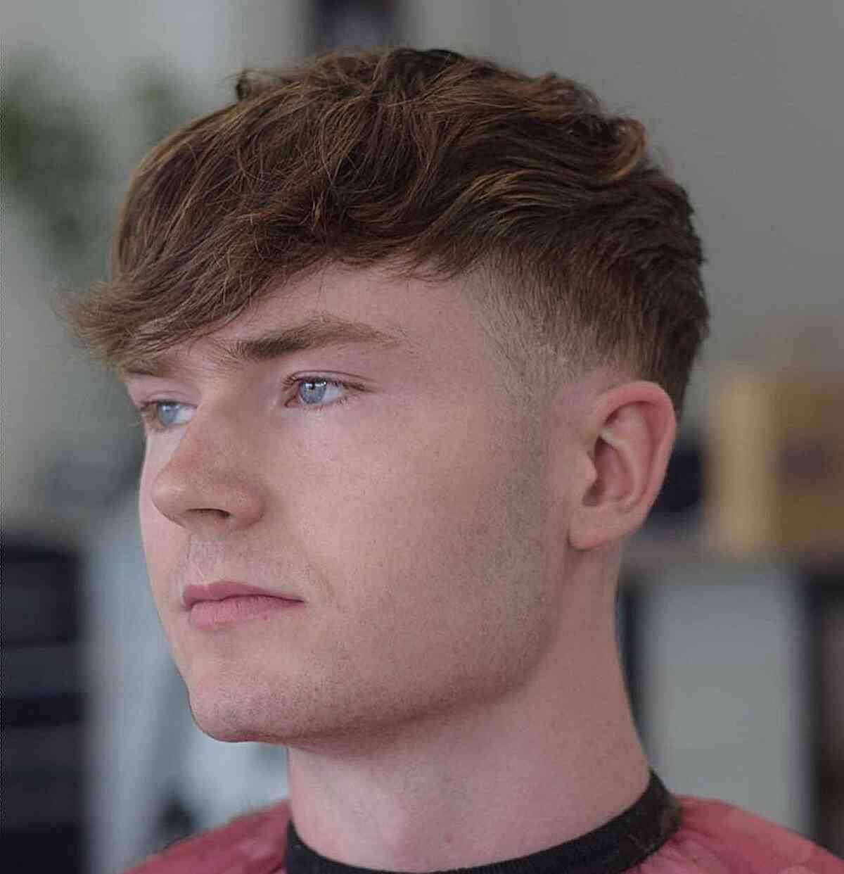 Low Fade with Textured Bangs for Men