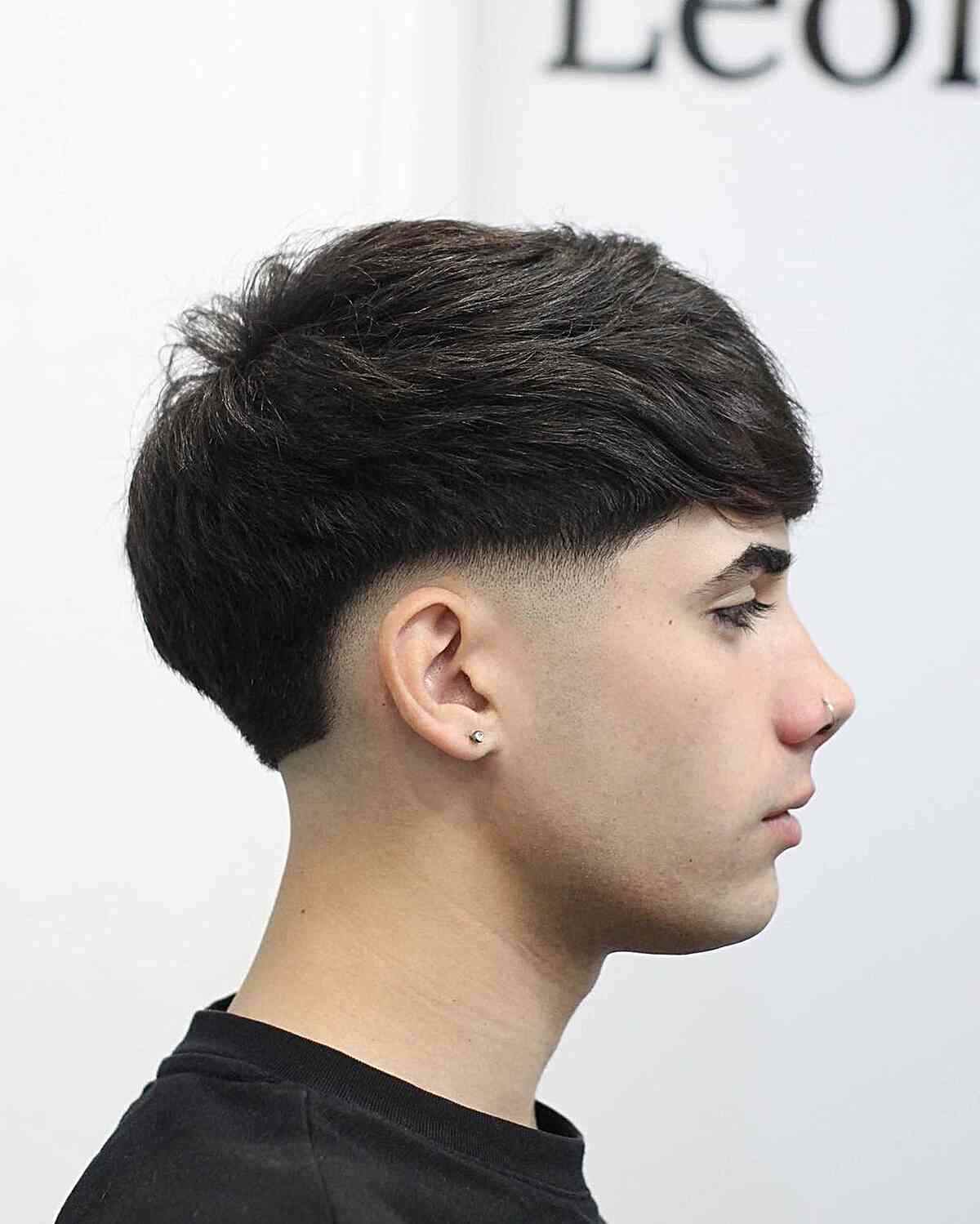 Low Fade with Thick Textured Fringe for Men