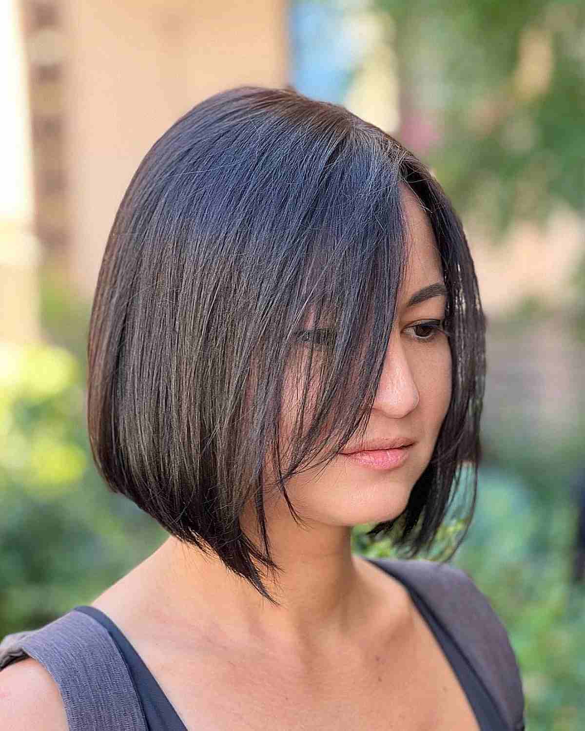 Low-Maintenance Angled Bob with a Face Frame for Thin Hair