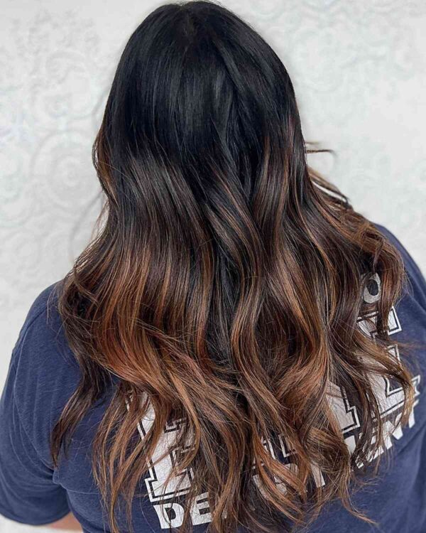 25 Examples Caramel Balayage on Black Hair