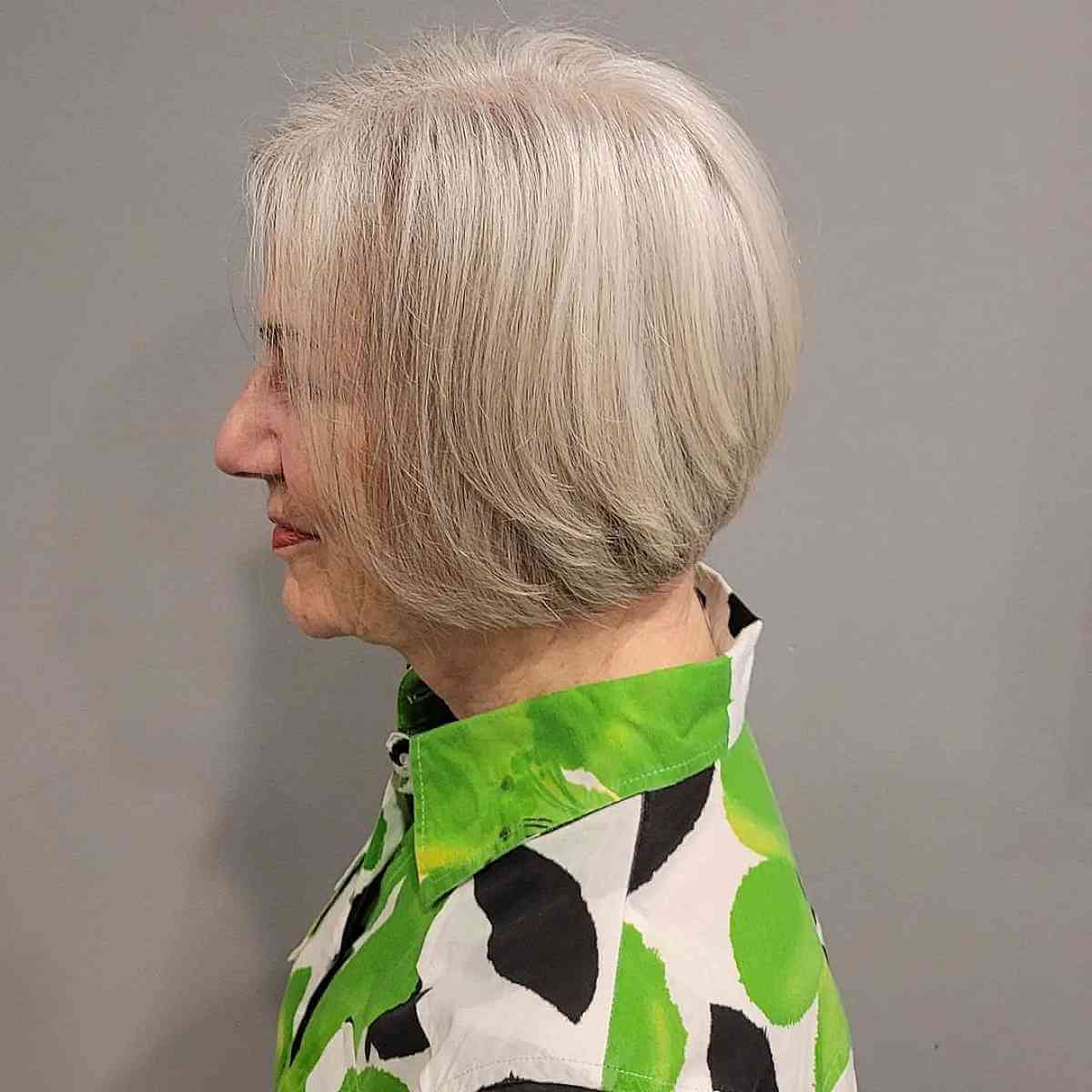 Low-Maintenance Inverted Bob for Ladies Seventy and Over