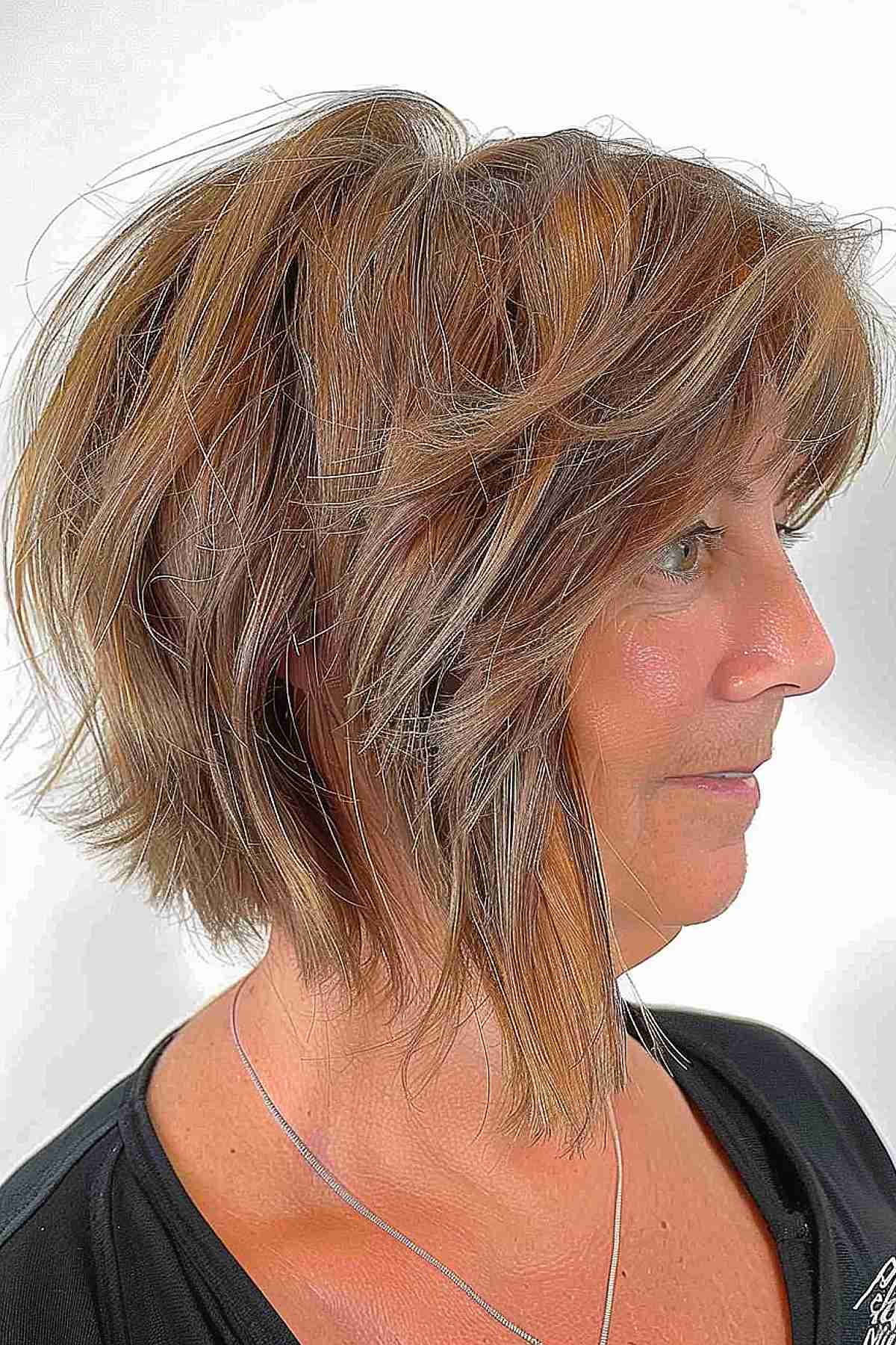 Low-Maintenance Layered Bob for Women Over 50 with fine hair