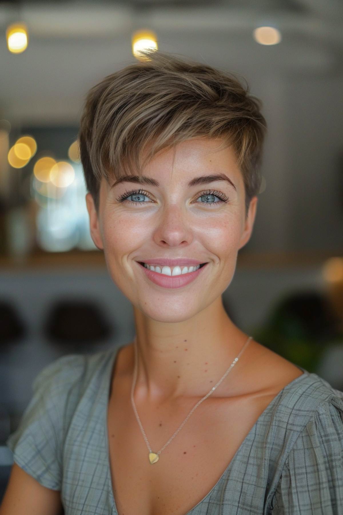 low maintenance layered pixie cut for thin hair and long faces