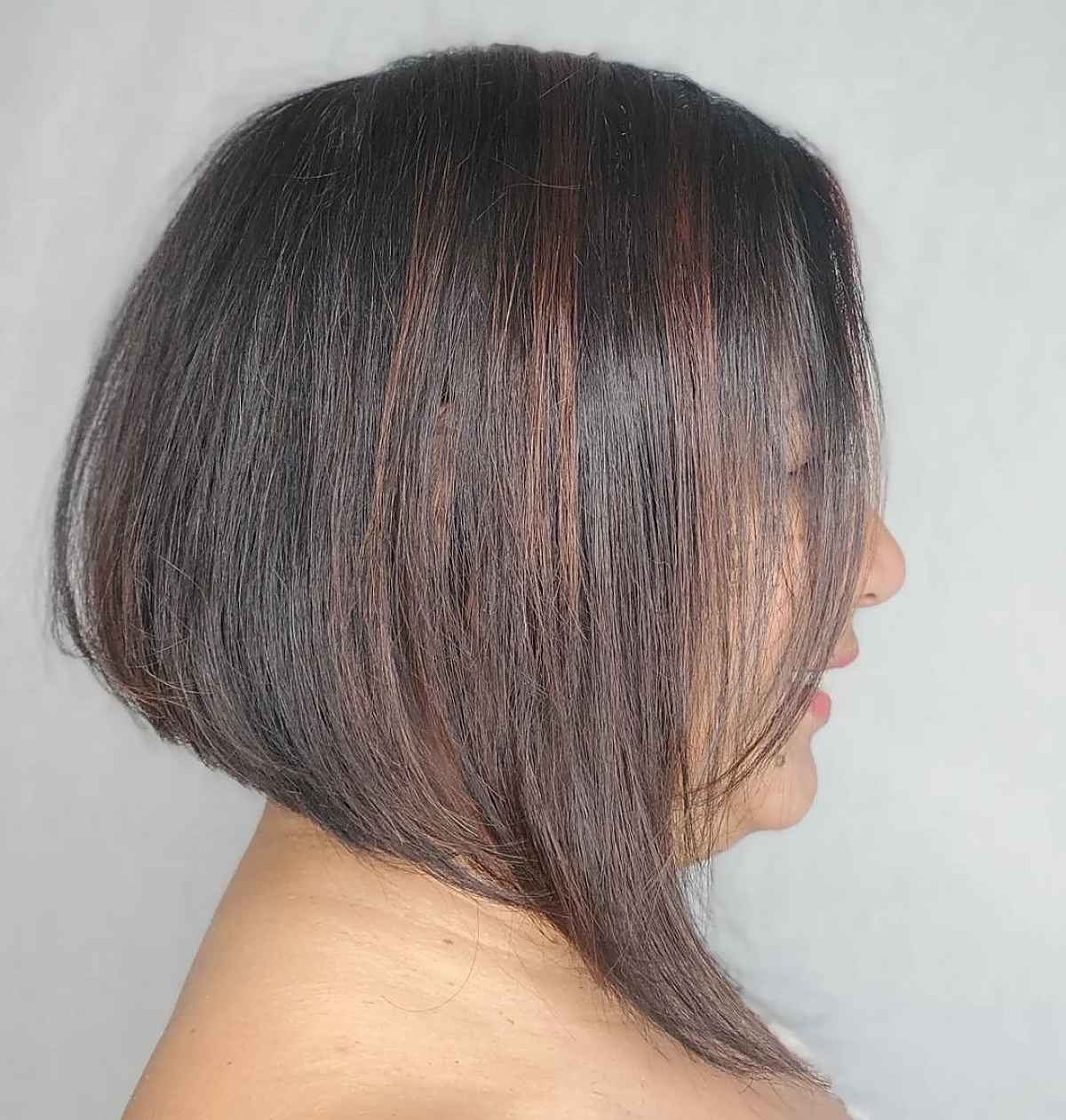 Low-Maintenance Long Angled Bob for a Woman Over 60