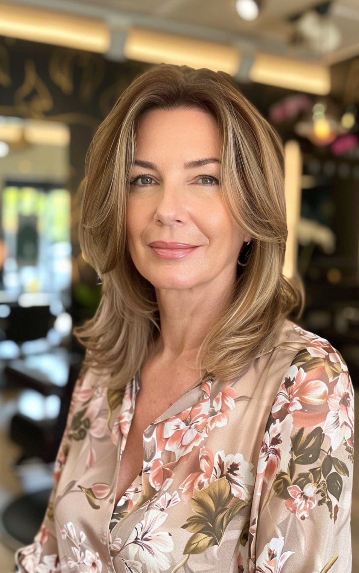 Medium-length haircut with soft layers for women over 50