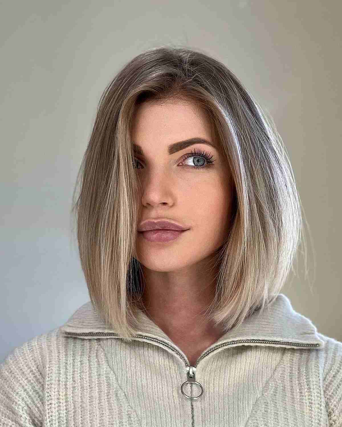 Low maintenance round bob cut for women with fine hair