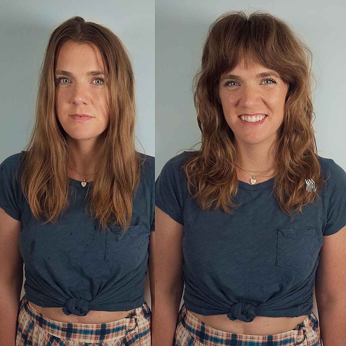 Sweet Low-Maintenance Shaggy Hair with Curtain Bangs