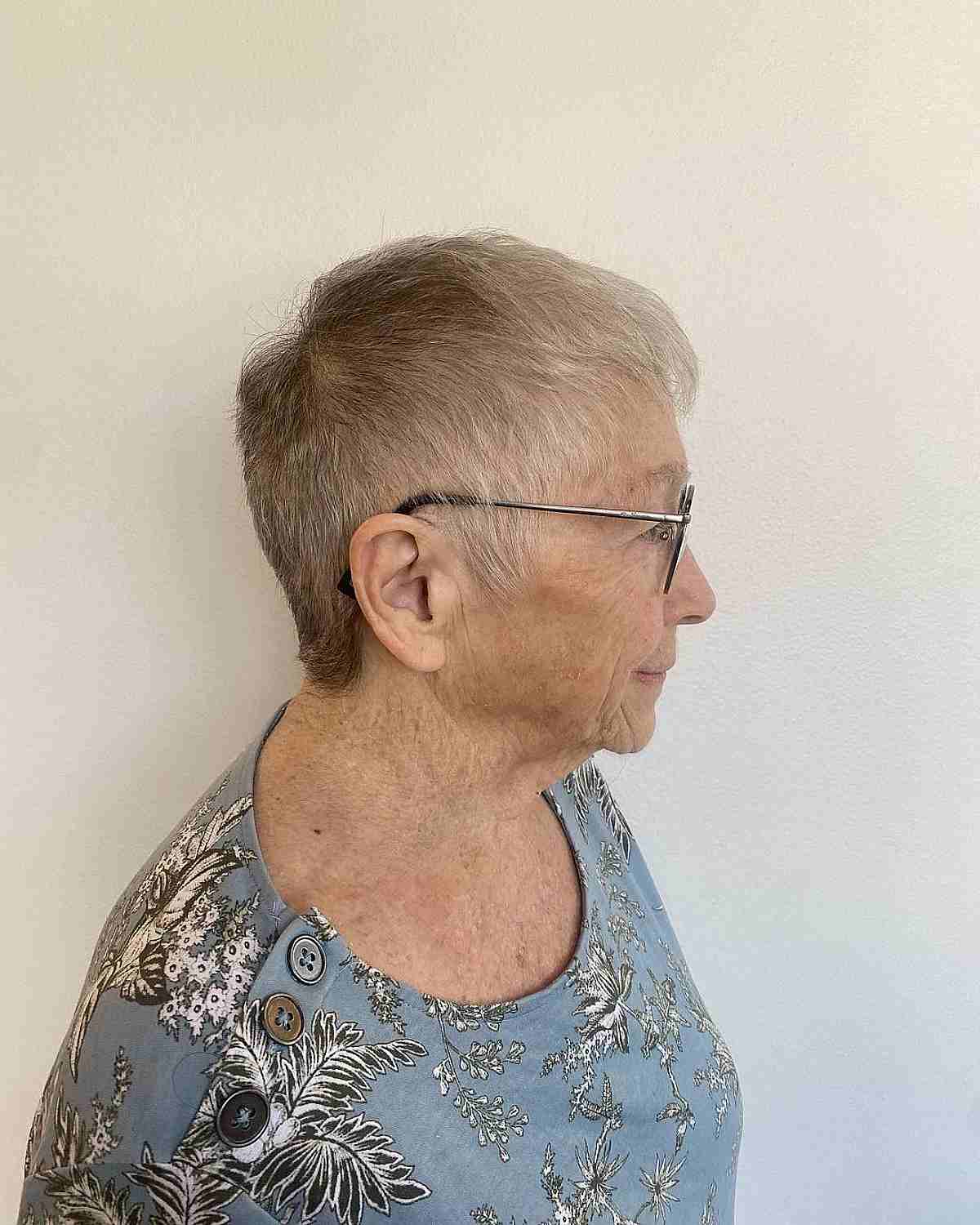 Low-Maintenance Short Pixie Crop for Women Over 60 with Glasses