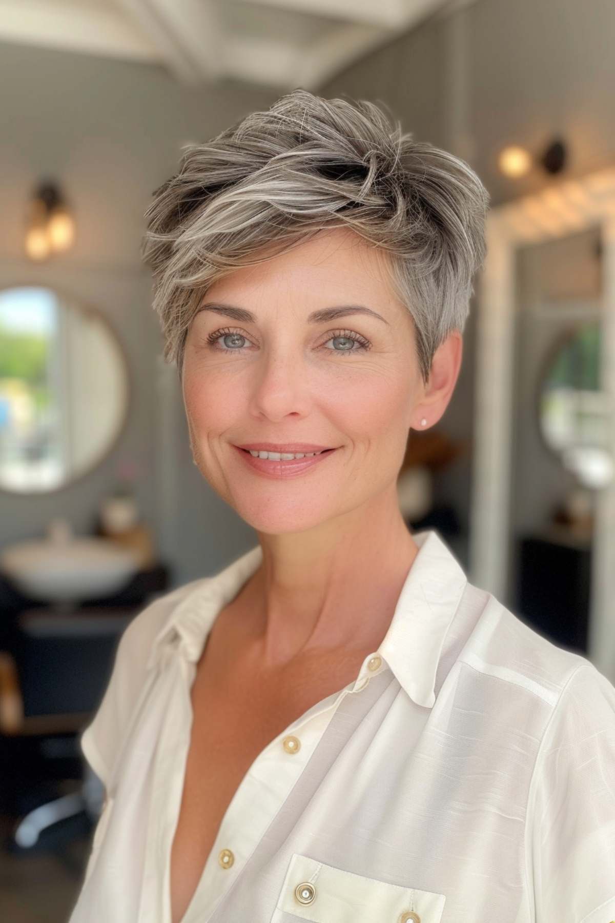 low maintenance short pixie cut for women over 50 with thin hair