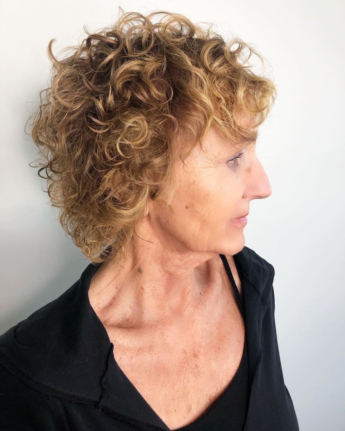 Low-Maintenance Shoulder-Length Shag for Curly Hair