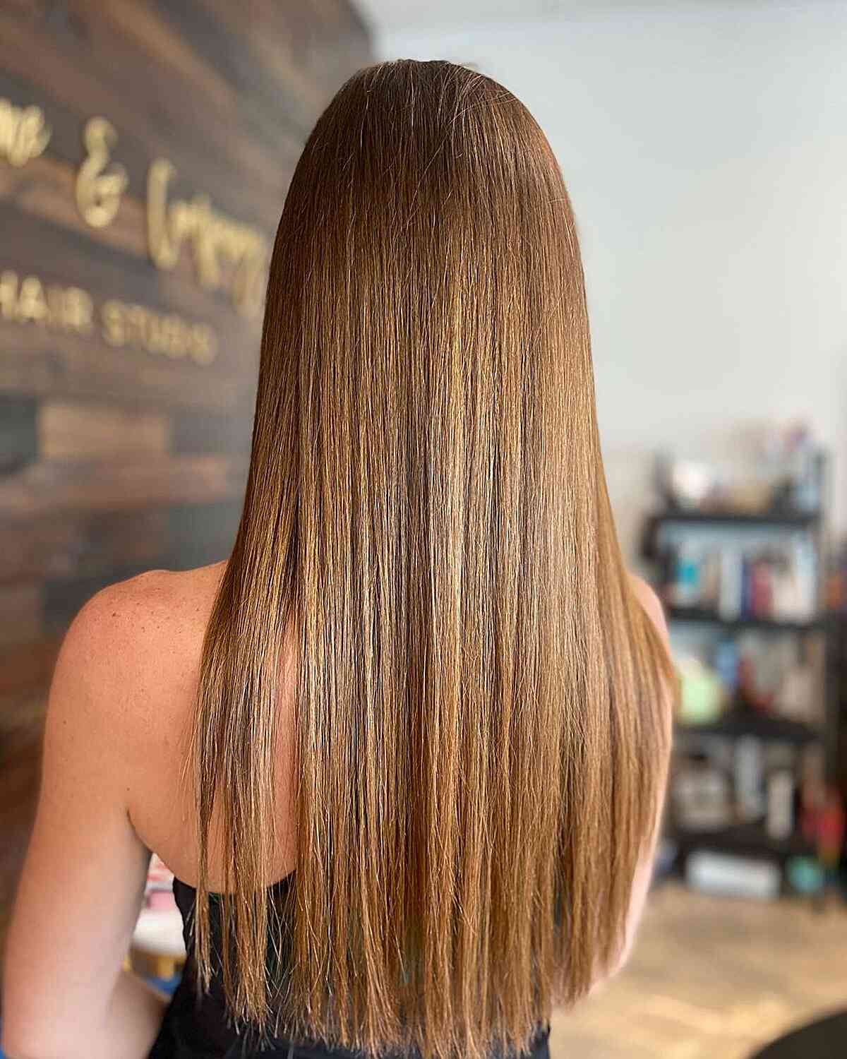Low-Maintenance Straight Light Golden Brown Long Hair