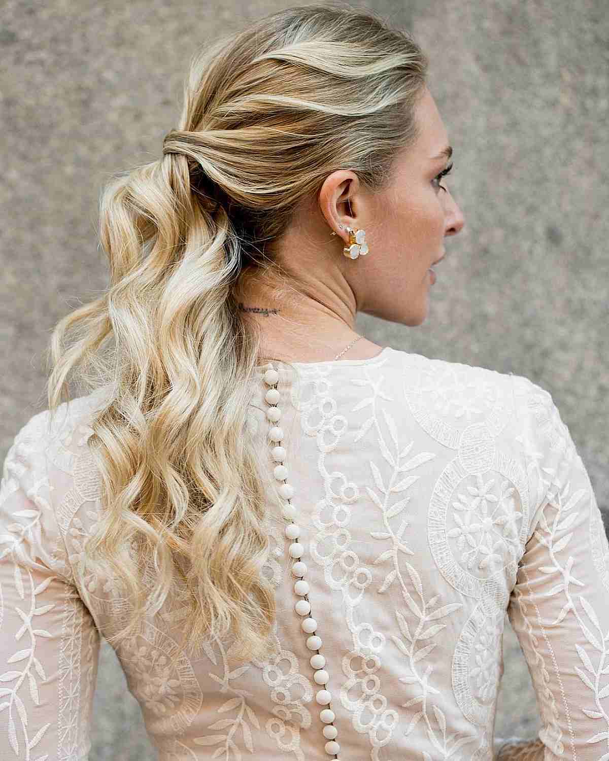 Low Sleek Ponytail with Waves