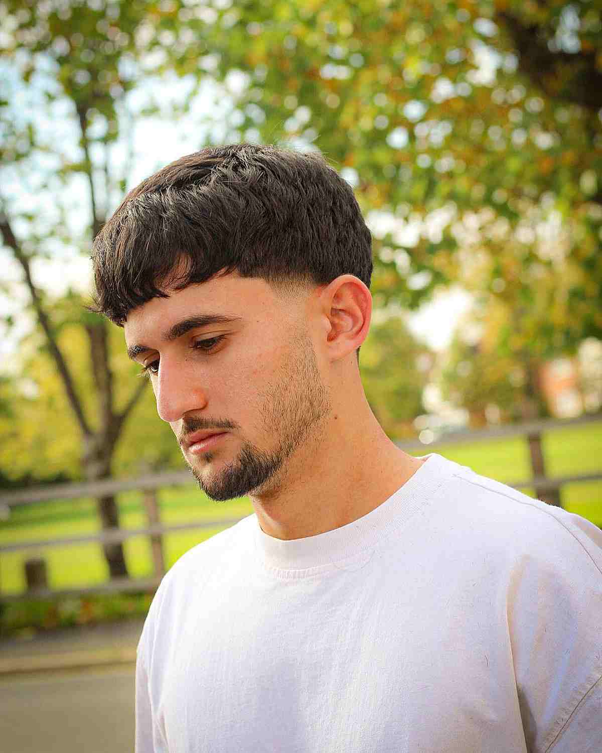 Low Taper Fade and Layered Bowl Cut