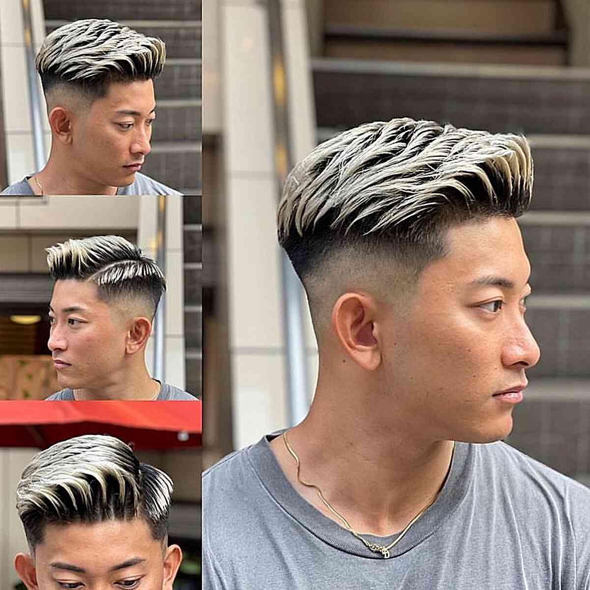 Manly Urban Blonde Tips to Skin Fade for Men with Mid-Length Hair