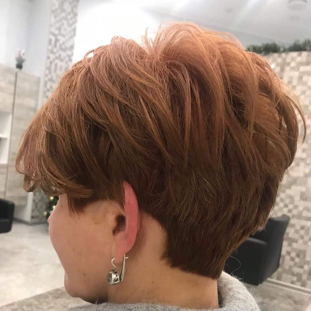 Maple and Mocha Blend on a Pixie Cut