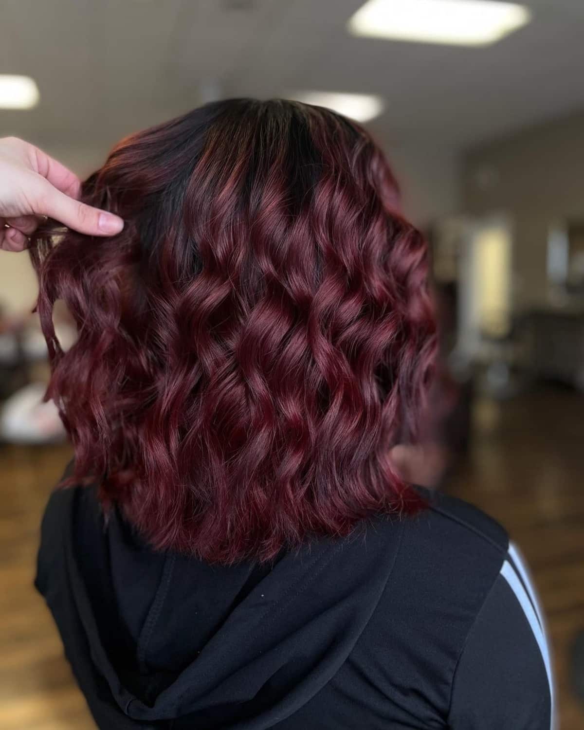 Maroon hair with burgundy highlights