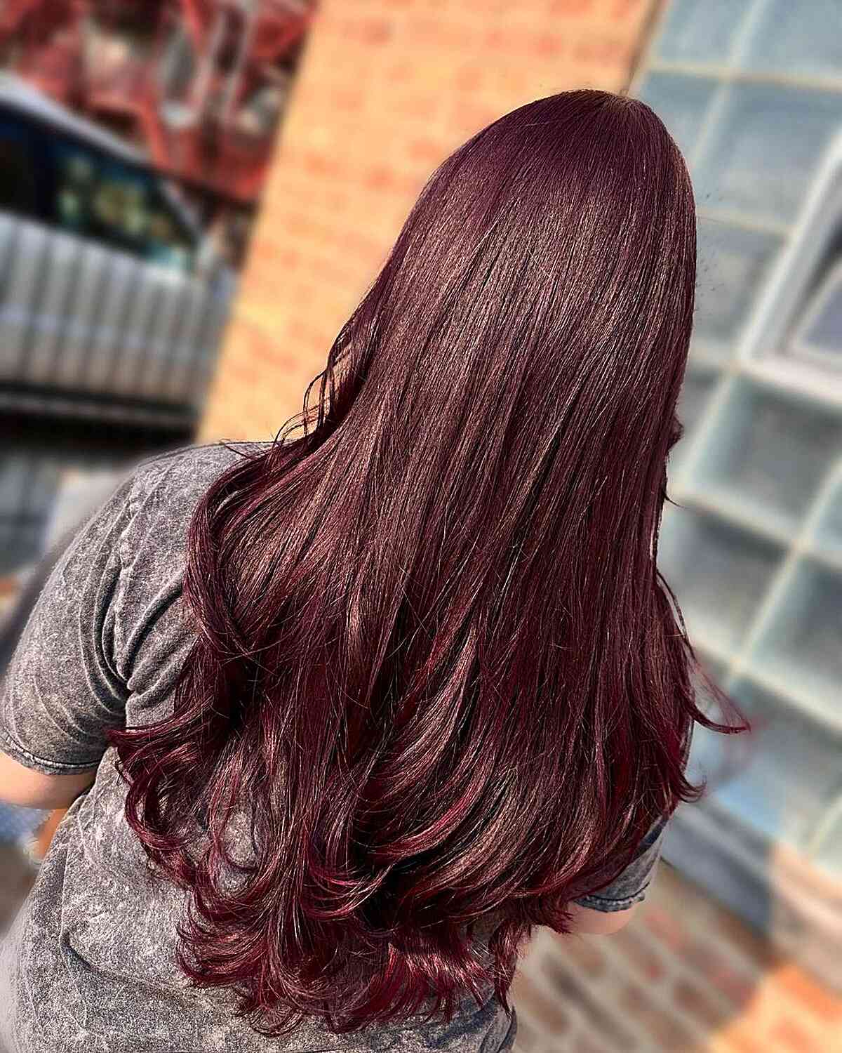 Mauve red chocolate brown hair color