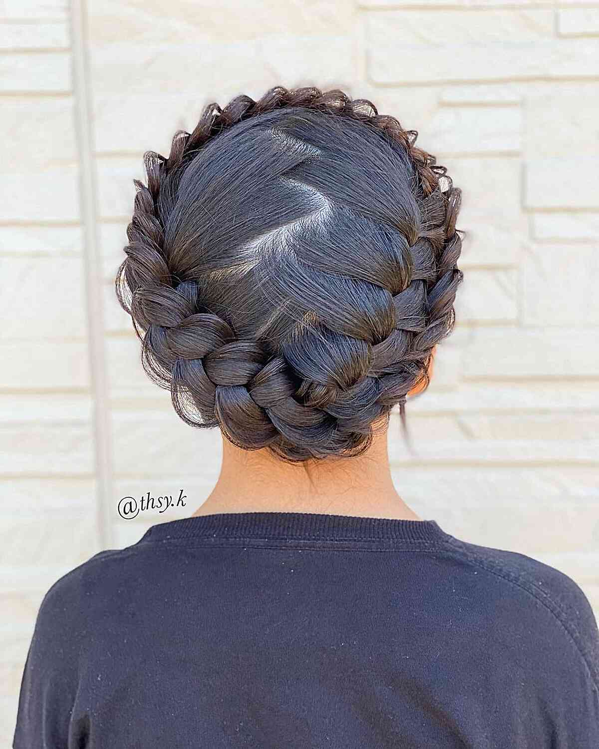 Medieval-Style Halo Crown Braid with Zig-Zag Part