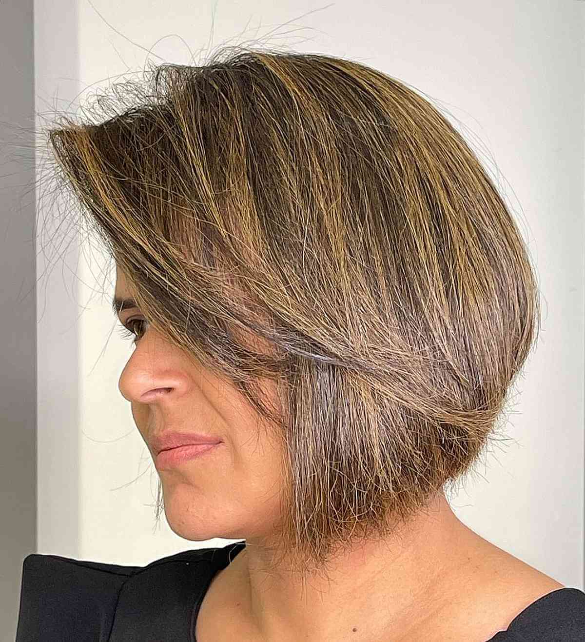 Medium Bob with Long Bangs for Women 40 and Up