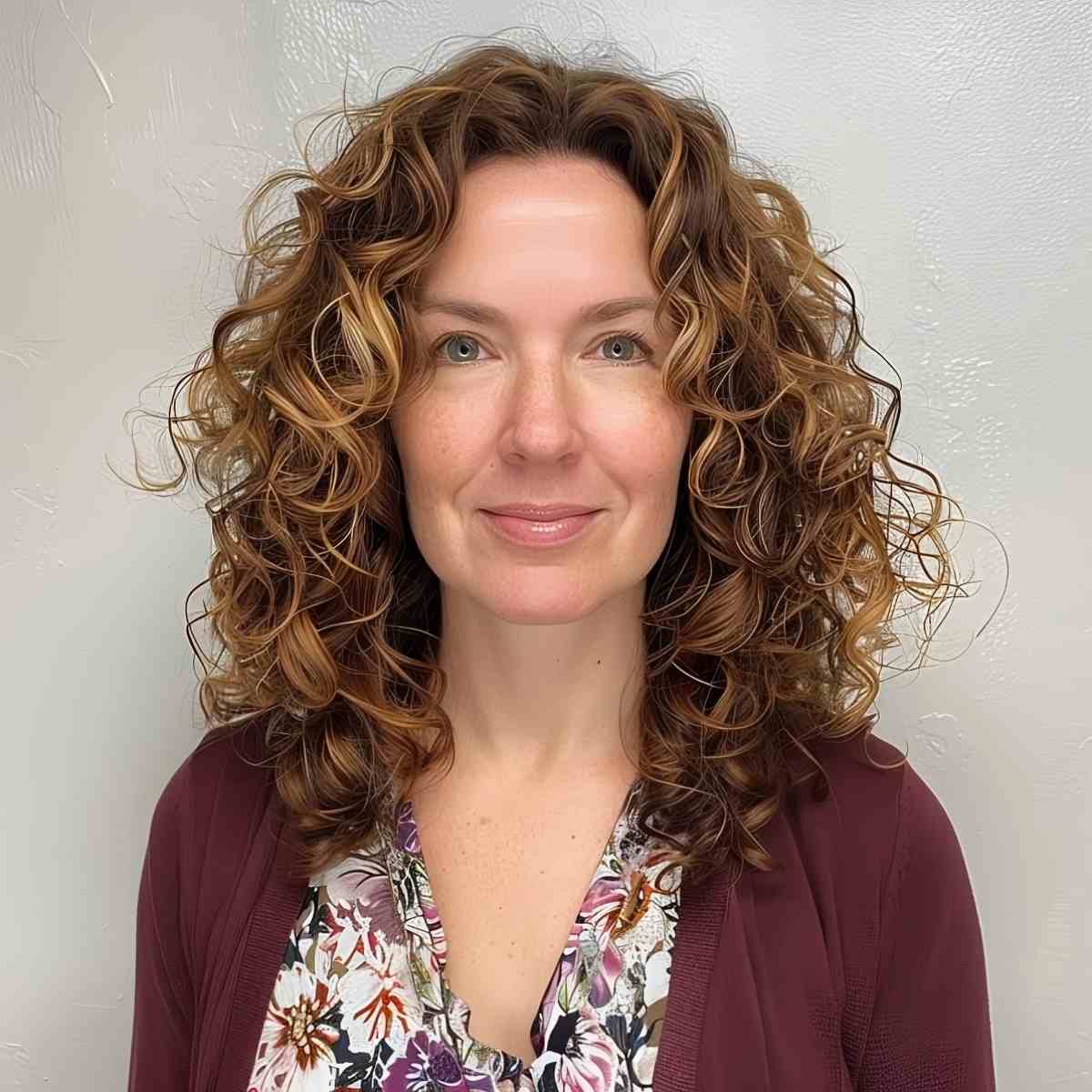 Medium Brown Curly Hair for Ladies Aged Forty