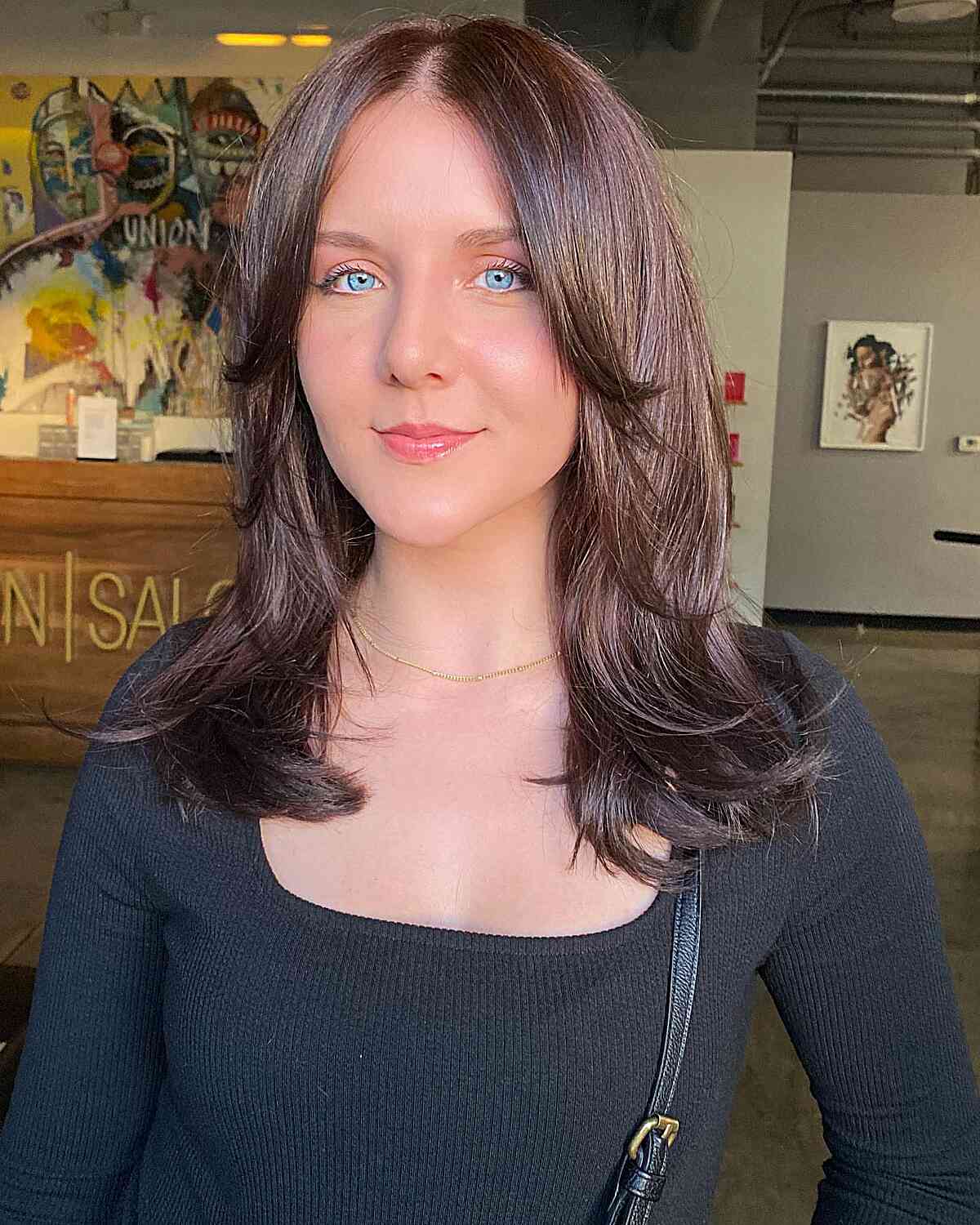 Medium Brunette Hair with Feathery Face-Framing Layers