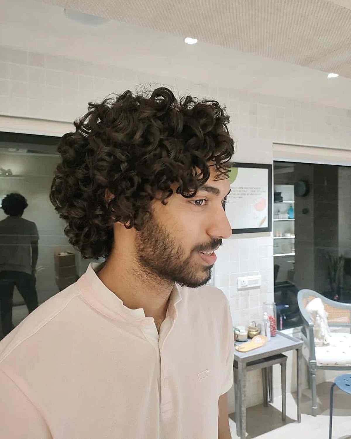 Medium Cut on Thick Curls for Guys