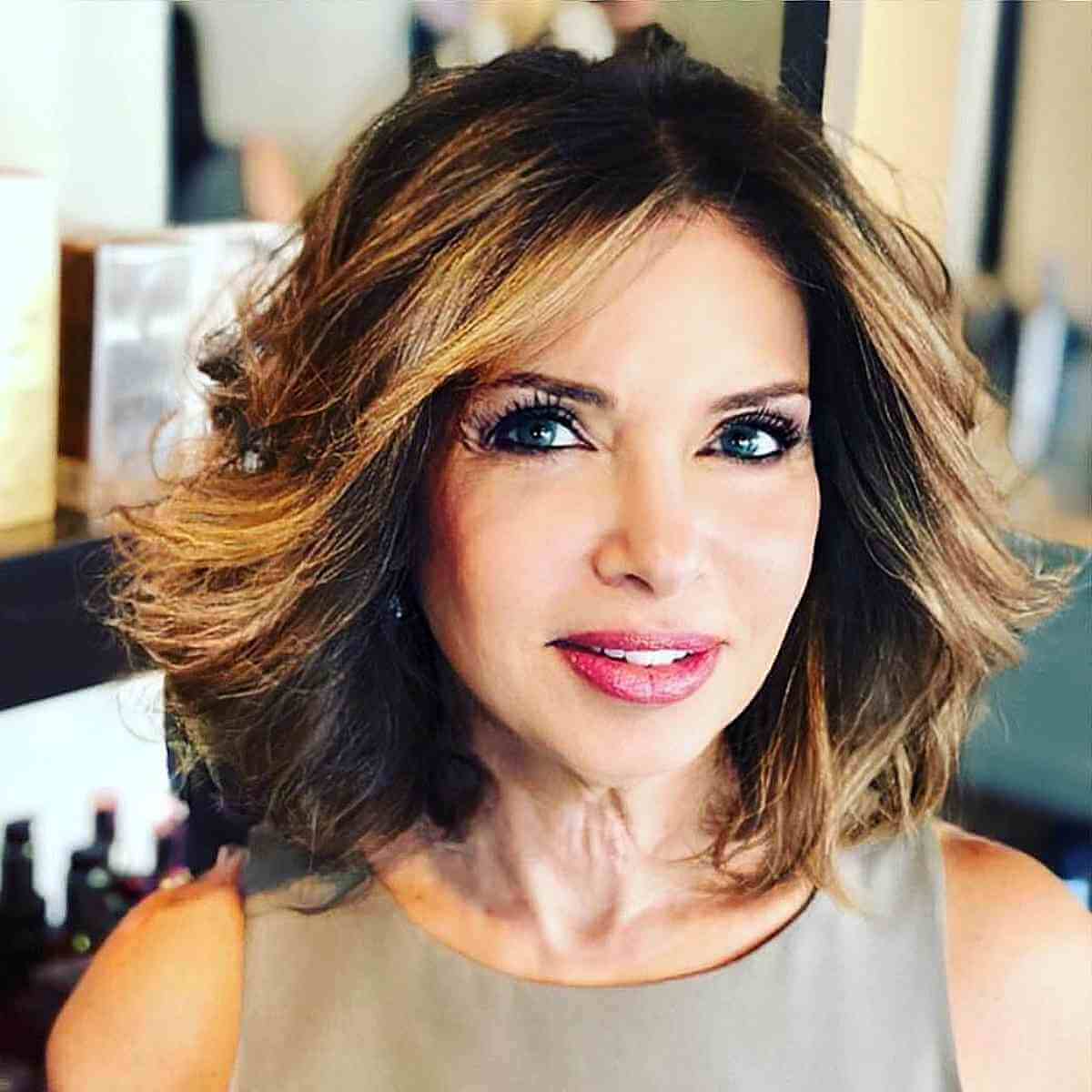 Medium Fluffy Balayaged Hair for Ladies Over Fifty