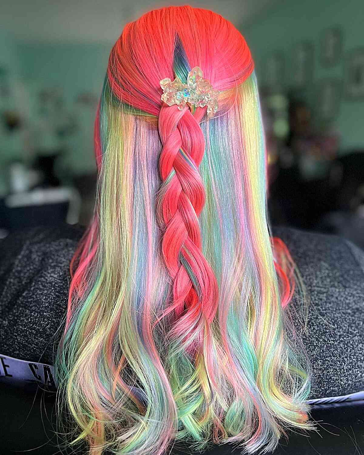 Medium Hair with Pastel Rainbow Hues