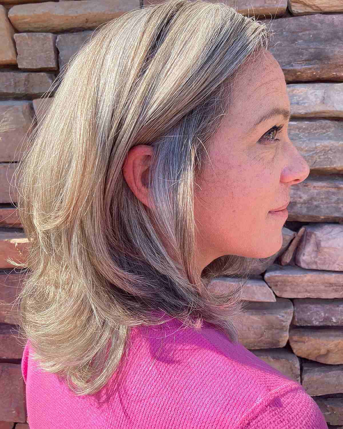 Medium Layered Cut with Flipped-Up Ends for Women Over 40