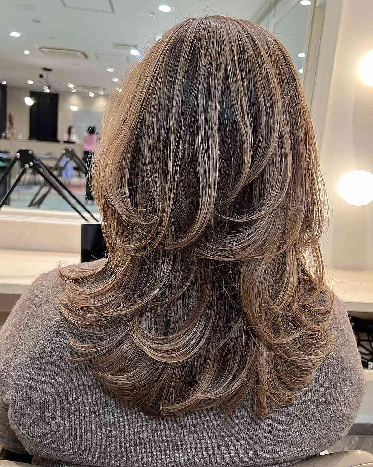 Medium Layered Octopus Butterfly Cut with Highlights