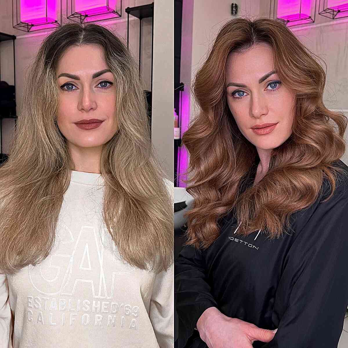 Medium Layers with an Off-Center Part for women with curled hair and no bangs