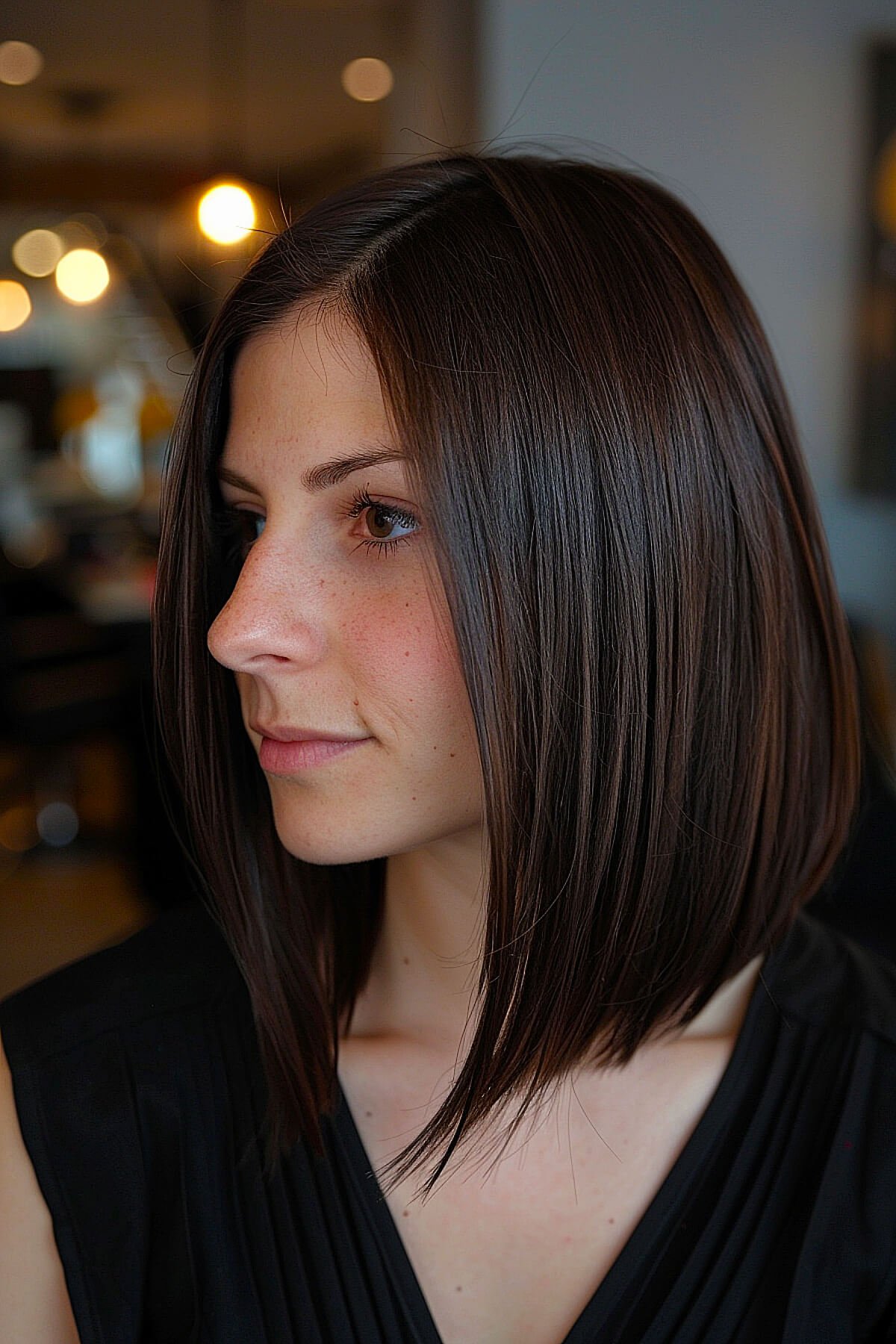 Medium-length angled bob for women over 30