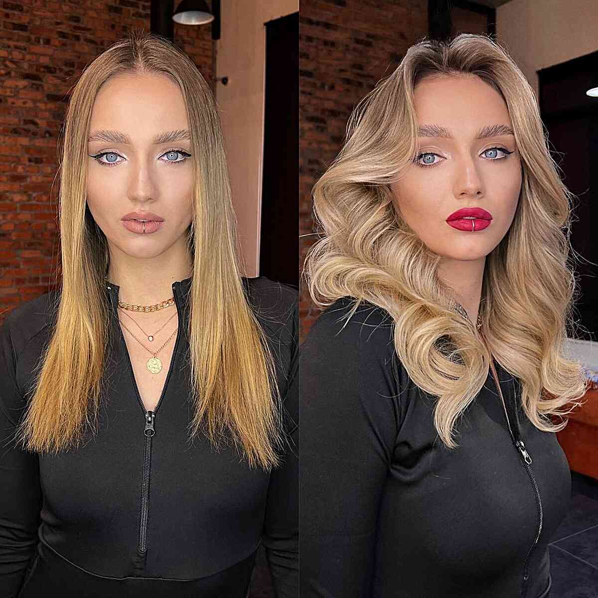 Medium-Length Blonde Hair with Volume for Fine Hair on women with heart shaped faces