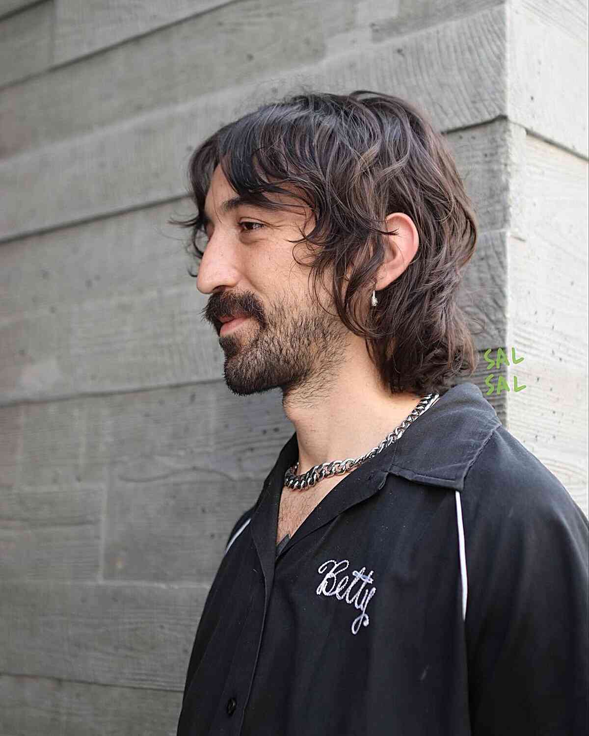 Medium-Length Cool Lived-In Hair with a Beard for Men