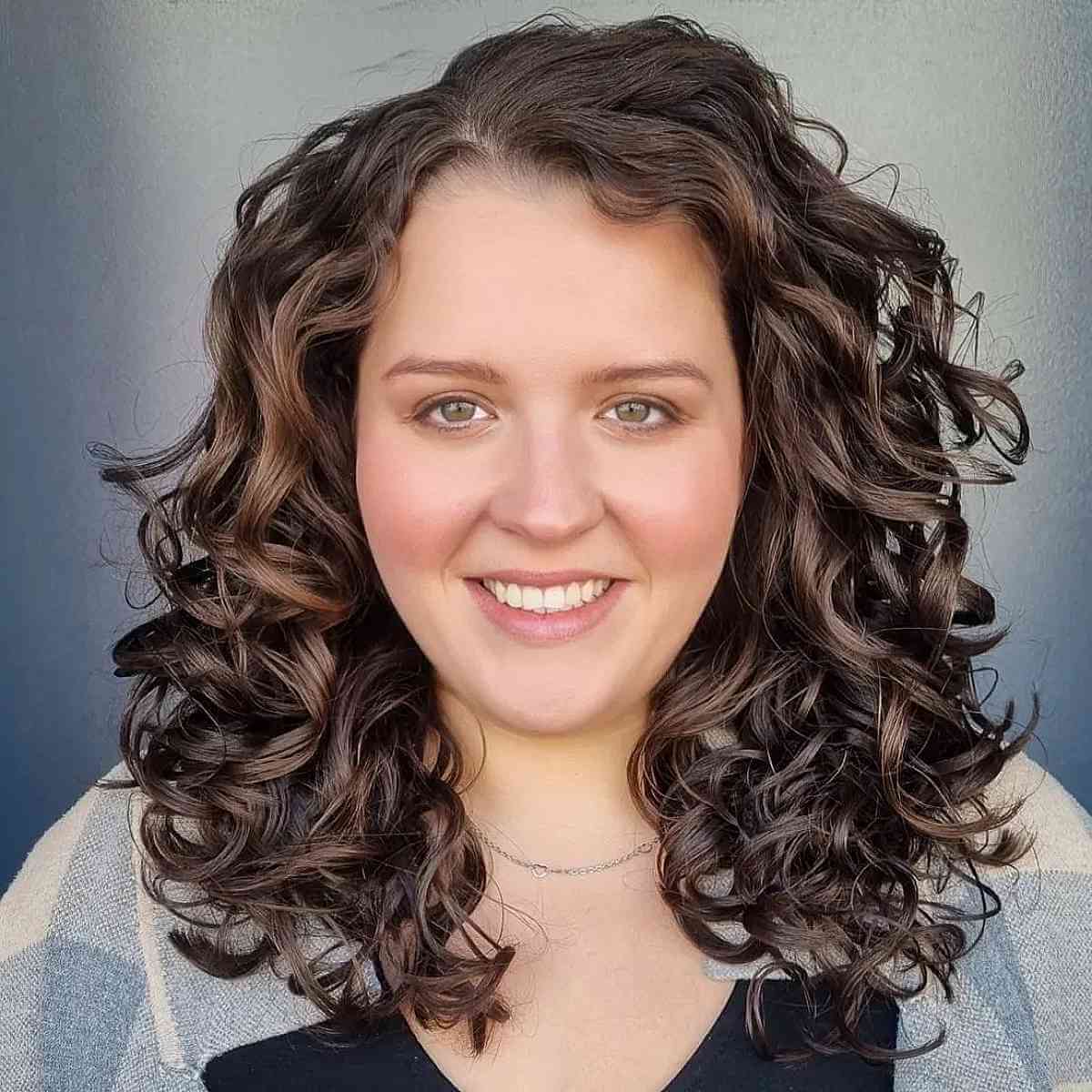 Medium-Length Curly Hair with a Side Part
