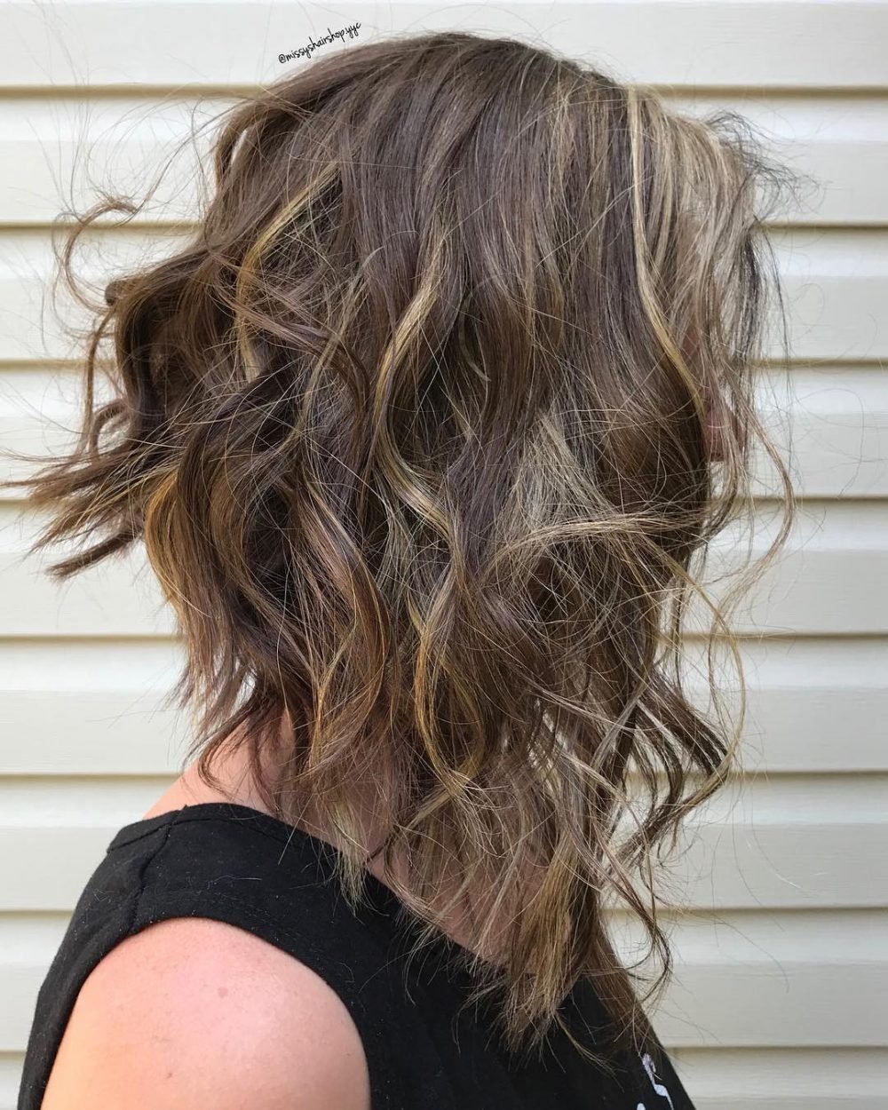 Medium-Length Stacked Cut in Messy Style