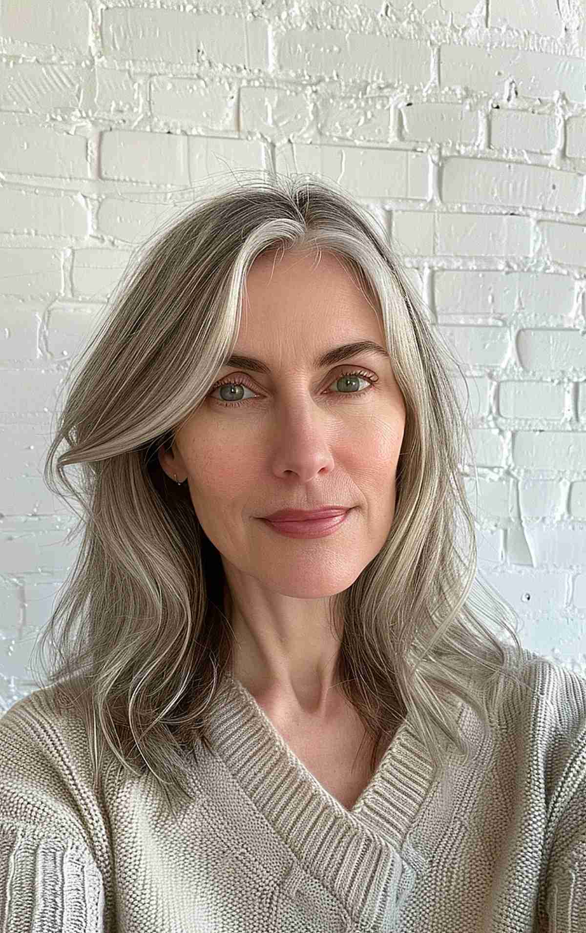 Medium-length hair styled with layers for thin hair