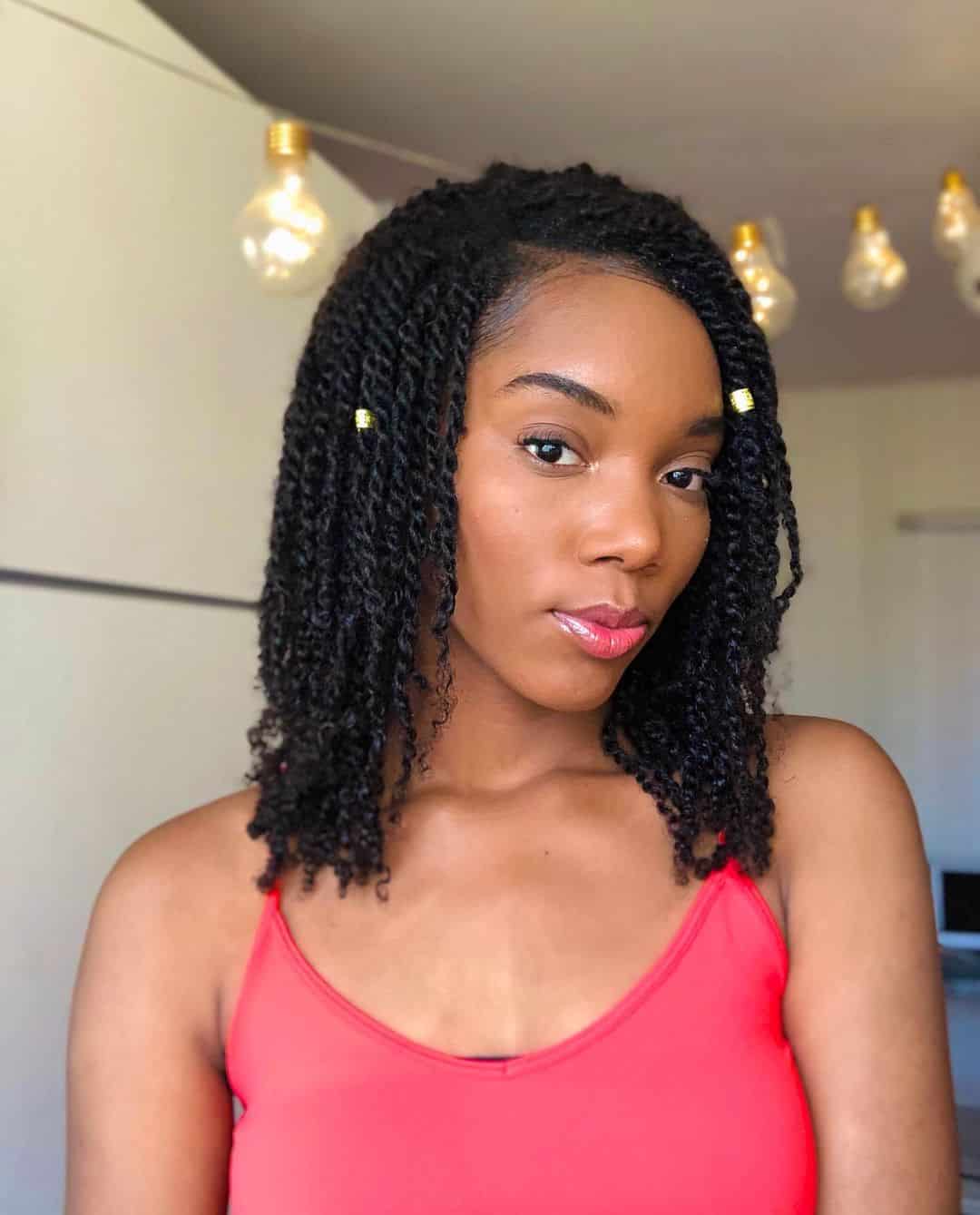 Kinky twists on short hair