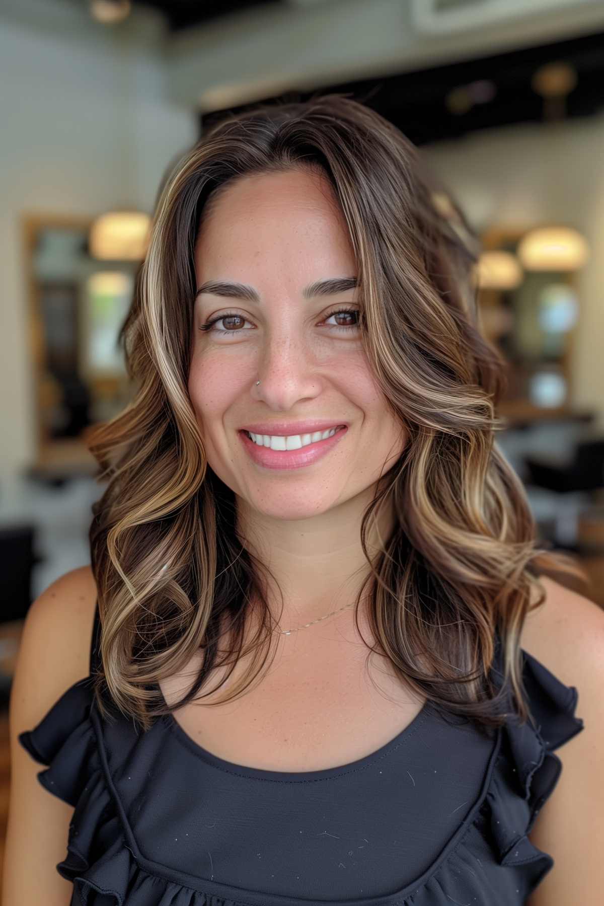 medium-length layers and waves for women