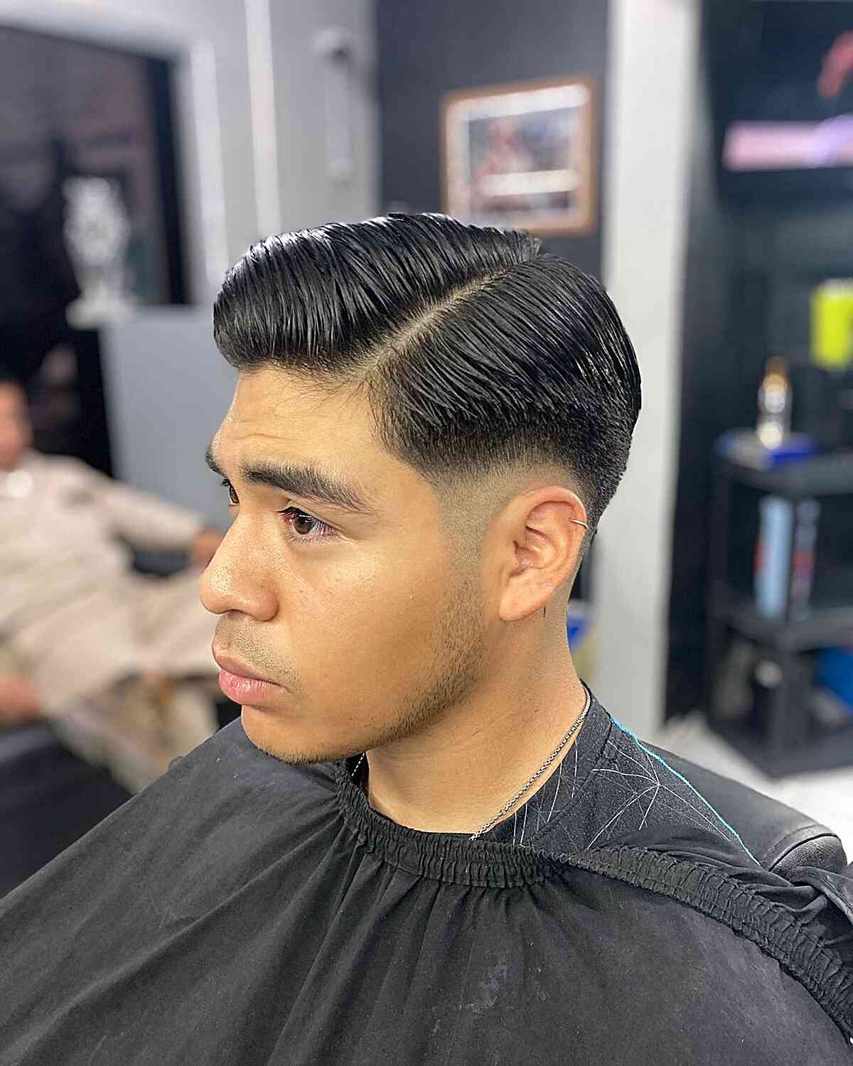 Medium-Length Low Fade and Comb Over Style for Men