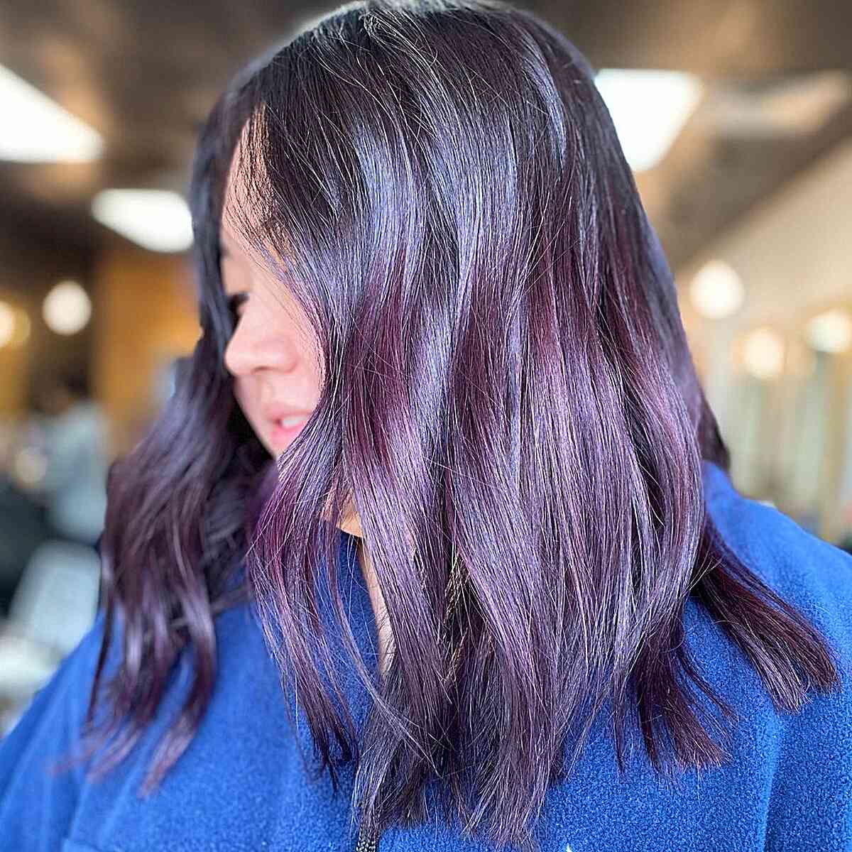 Medium-Length Midnight Purple Hair