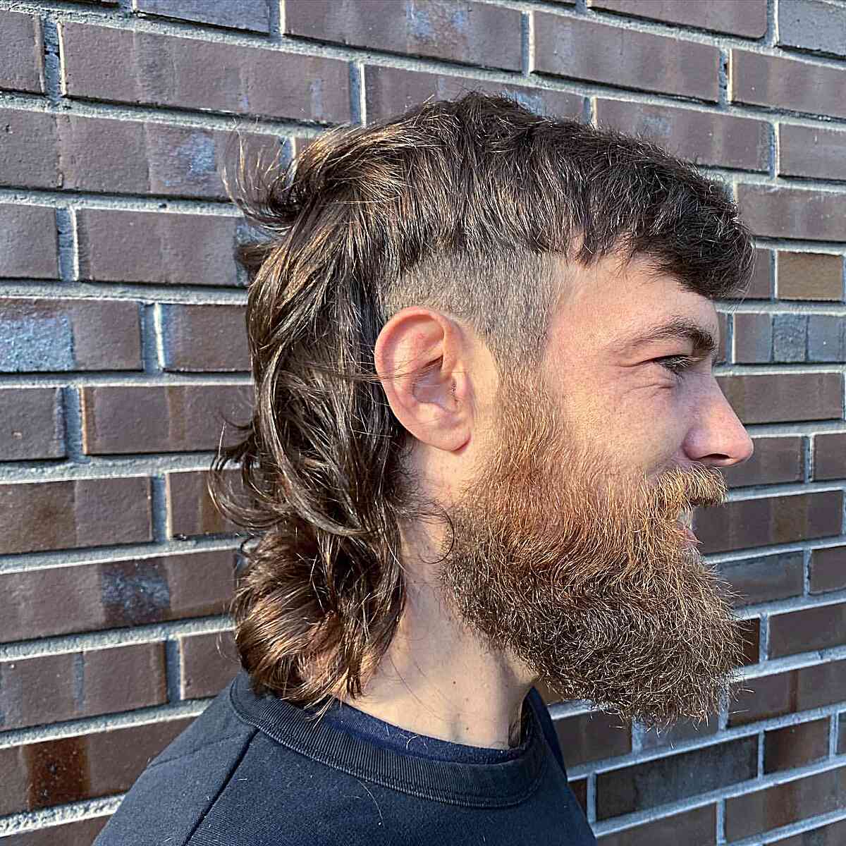 Medium-Length Mullet for Men with Thick Beard